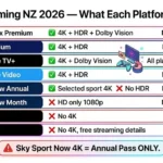 4K IPTV NZ 2026 streaming platforms comparison Netflix, Disney+, Sky Sport, Now, Apple TV+, and TVNZ+ guide