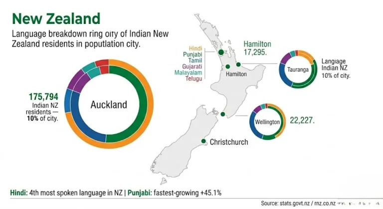 Indian channels IPTV NZ language map, Auckland, Wellington, Hamilton, Indian community, 2023 Census stats. govt.nz