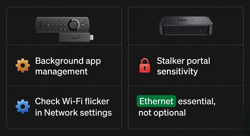 iptv keeps disconnecting nz — Fire Stick vs MAG box disconnect causes 2026