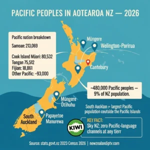 Pacific channels NZ 2026 community map 480000 Pacific peoples South Auckland Samoan, Tongan, Fijian guide