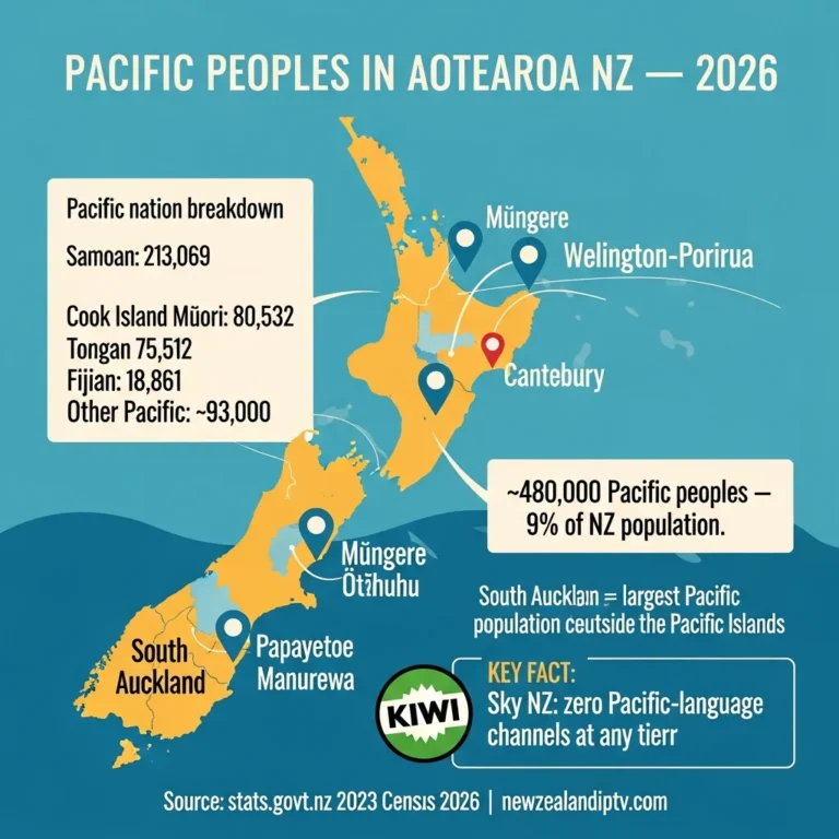 Pacific channels NZ 2026 community map 480000 Pacific peoples South Auckland Samoan, Tongan, Fijian guide