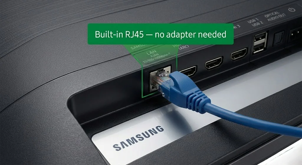 samsung tv iptv nz — built-in RJ45 ethernet port no adapter needed
