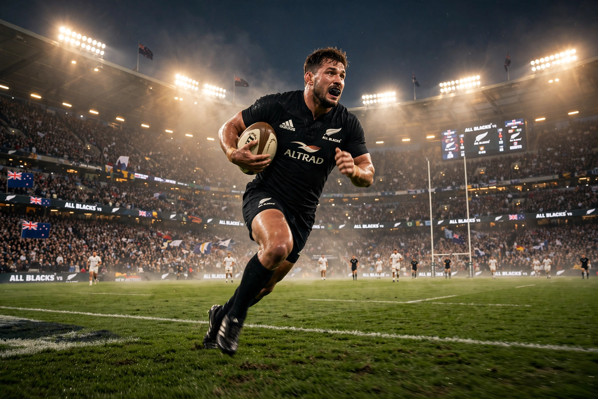 All Blacks IPTV NZ live streaming cinematic stadium match under floodlights