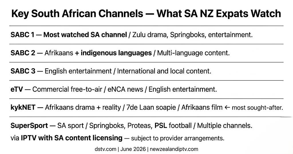 South African TV channels NZ 2026 SABC eTV kykNET SuperSport Mzansi Magic expat guide IPTV