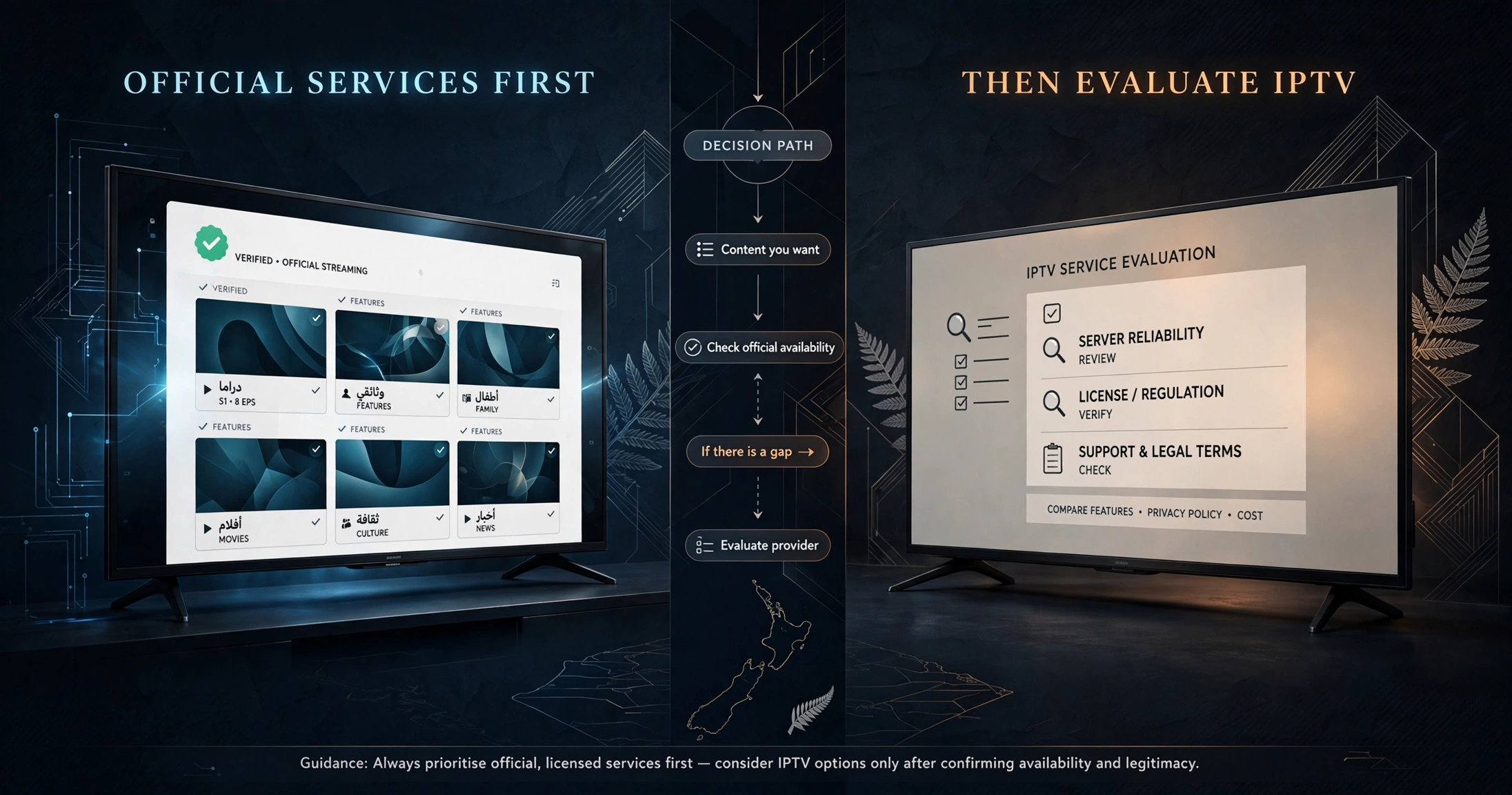 Arabic TV NZ — official streaming services versus IPTV provider evaluation