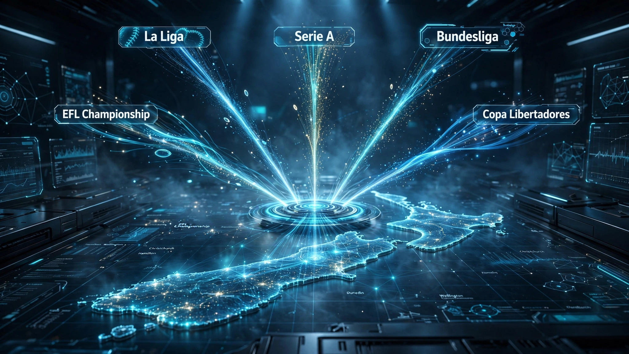 beIN Sports NZ 2026 guide showing football streaming coverage for La Liga Serie A and EFL in New Zealand