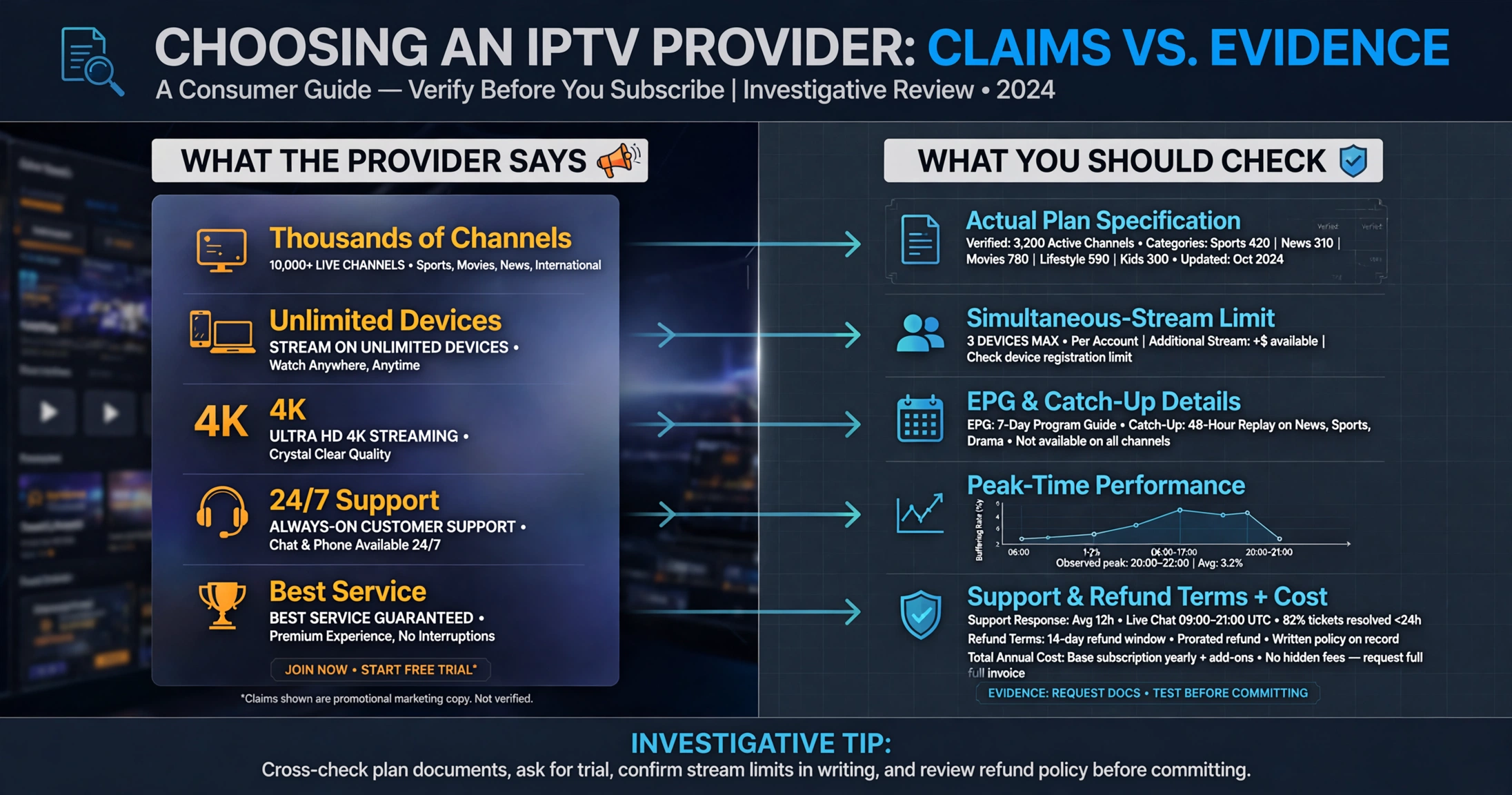 IPTV NZ provider claims versus evidence channel count, features, performance and support