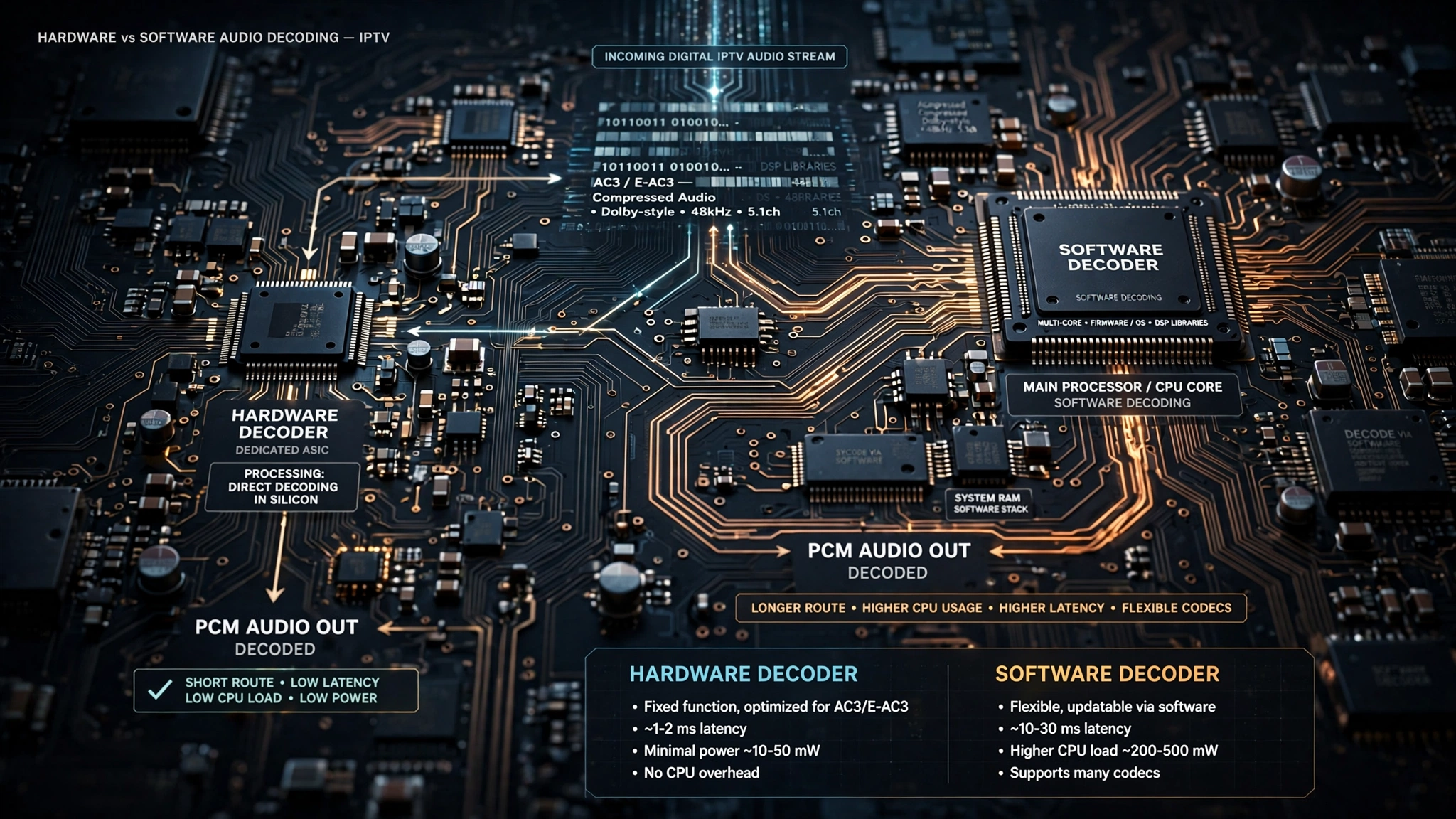 Hardware and software audio decoding paths compared for IPTV playback in New Zealand
