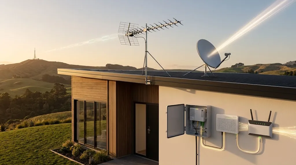 Freeview NZ UHF aerial satellite dish and streaming TV delivery routes