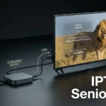 IPTV for seniors NZ setup showing the TV, streaming device, player app and remote control