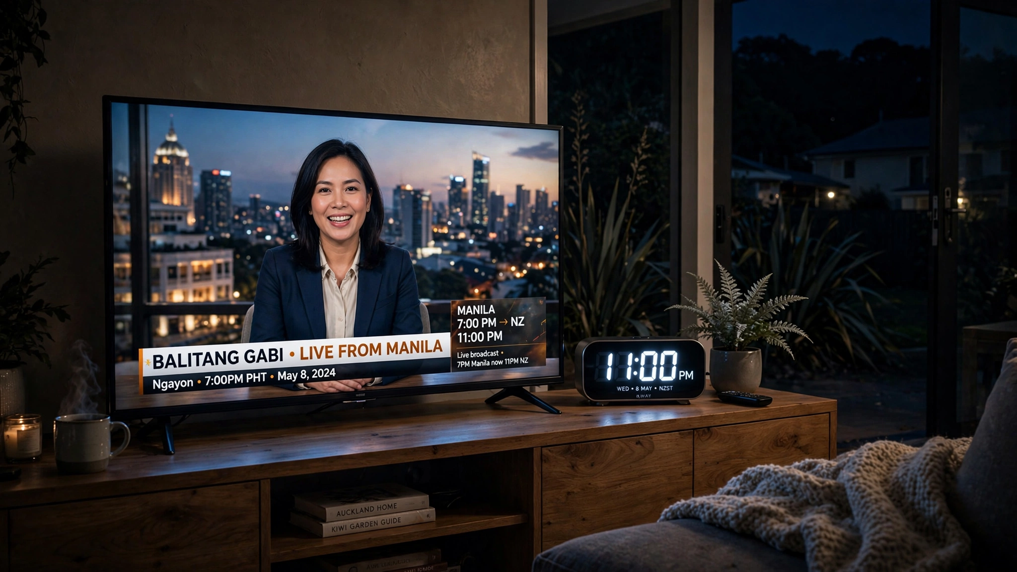 Philippines to New Zealand TV time difference for live Filipino channels